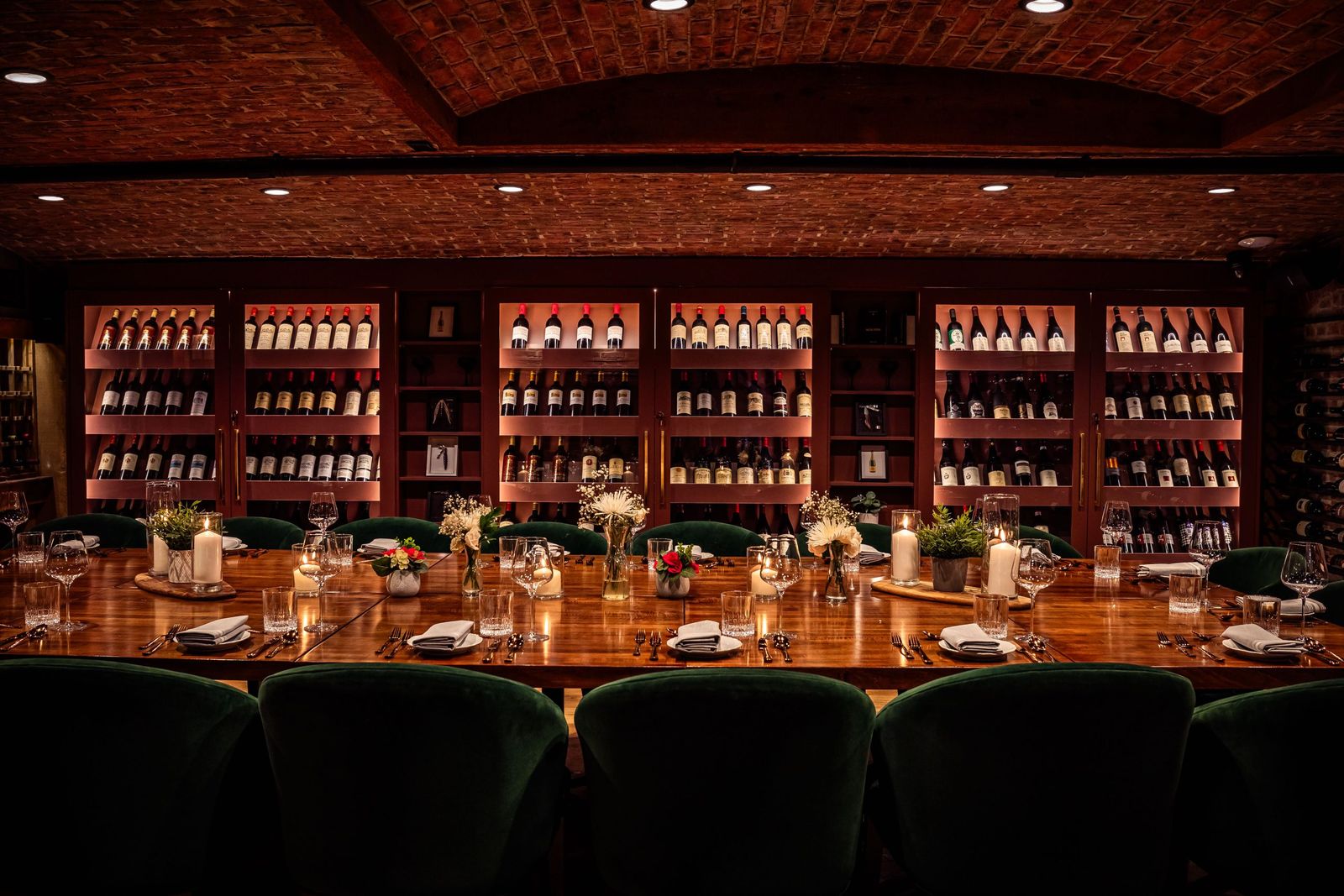 The Cellar Room, a private dining room lined with wine at Ce Soir Oakville